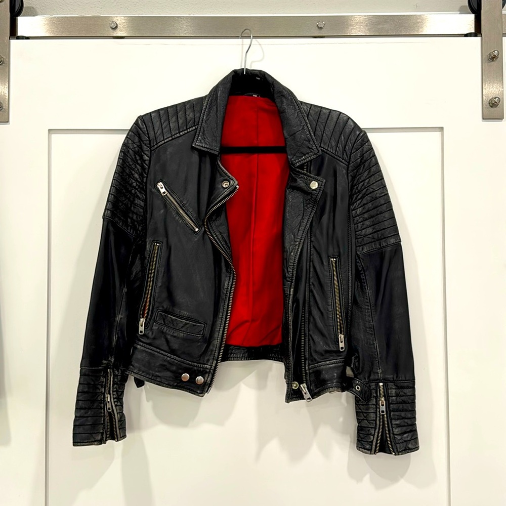TopShop black leather jacket - women size 4